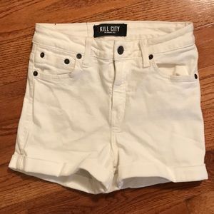 Kill City white denim high waisted shorts